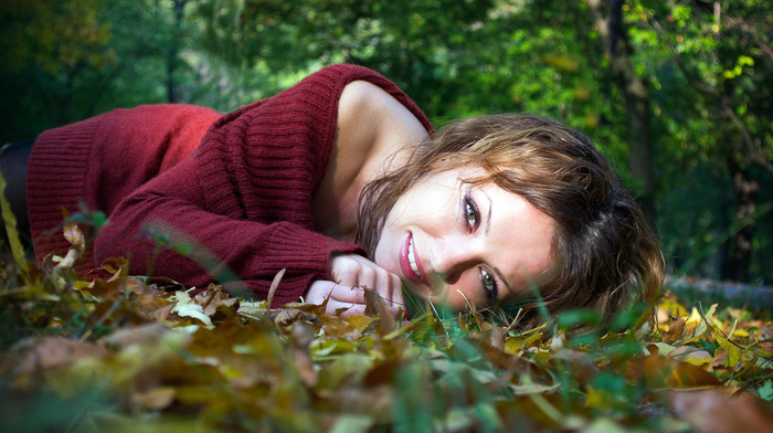 haired, sight, autumn, girls, foliage