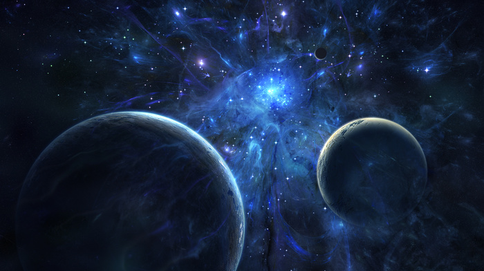 stars, space, blue, planets