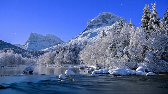 nature, river, winter