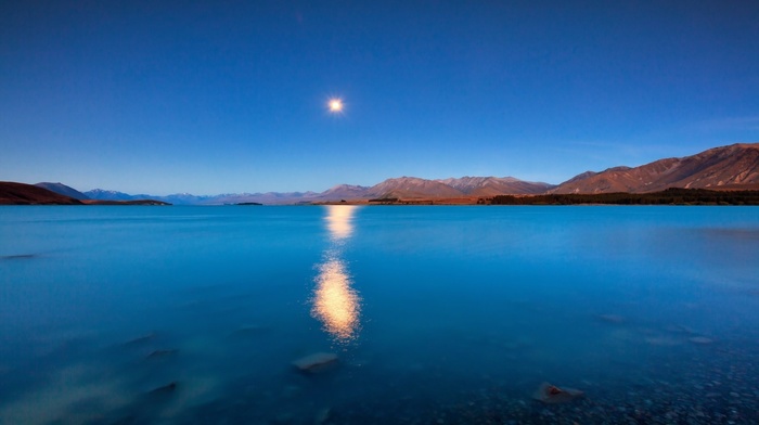 sky, landscape, lake, nature