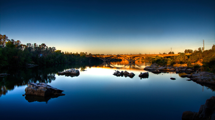 nature, bridge, river