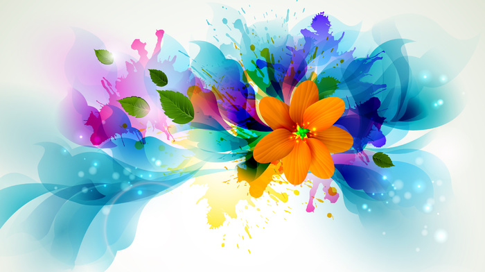 petals, 3D, lines, splash, flower