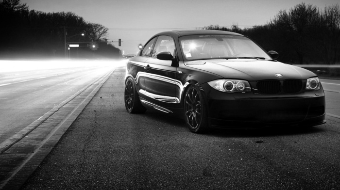 black and white, BMW, cars
