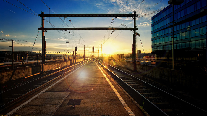 railway, city