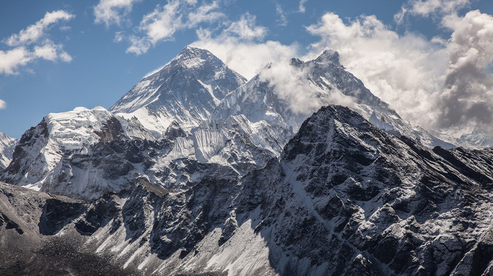 snow, mountain, nature, clouds