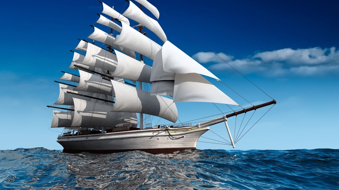 ship, sea, 3D, sailfish