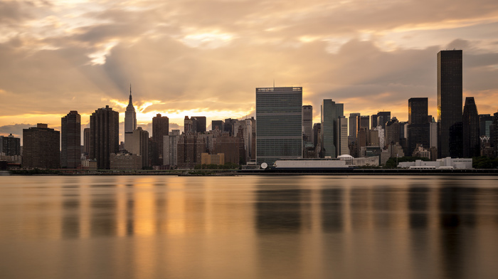 reflection, New York City, city, water, USA, cities