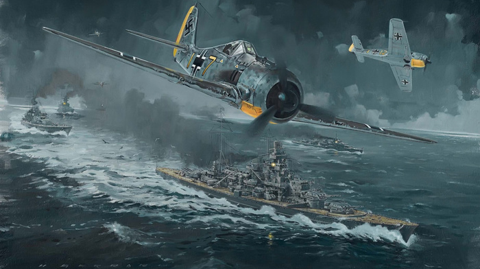 aircraft, airplane, ship, World War II