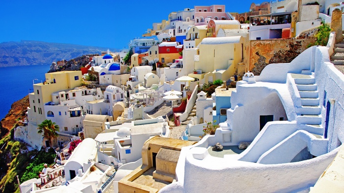 Greece, nature, sea, cities, houses