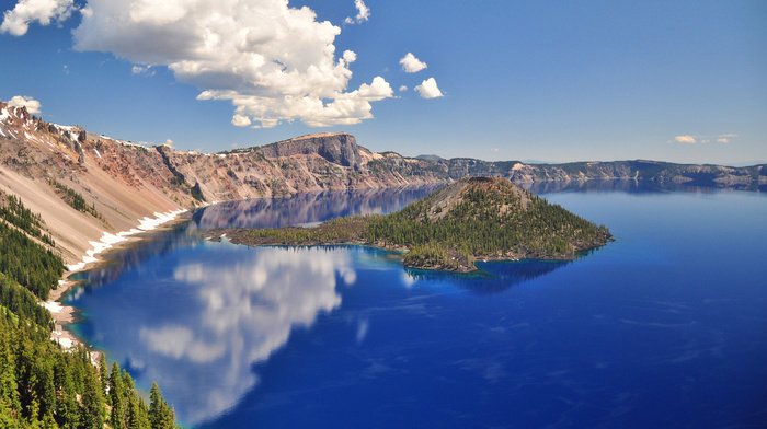 lake, nature, island