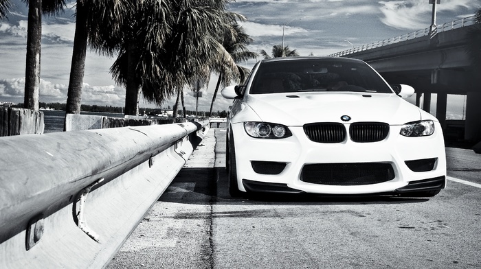 m3, BMW, white, cars, bridge, bmw