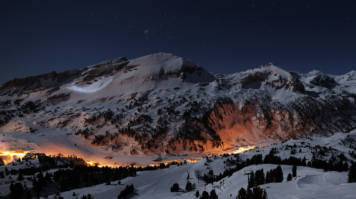 stars, night, Alps, nature