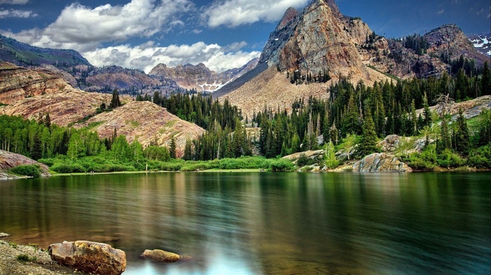 nature, landscape, lake, mountain, trees