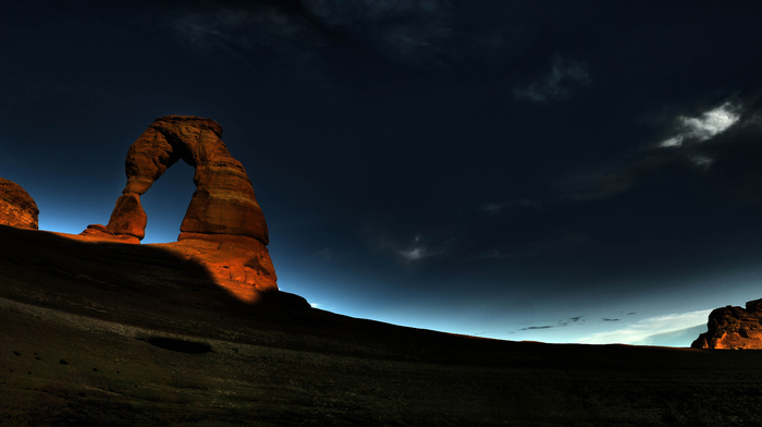 night, rock, nature, sunrise