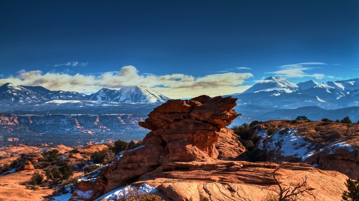 snow, nature, clouds, mountain