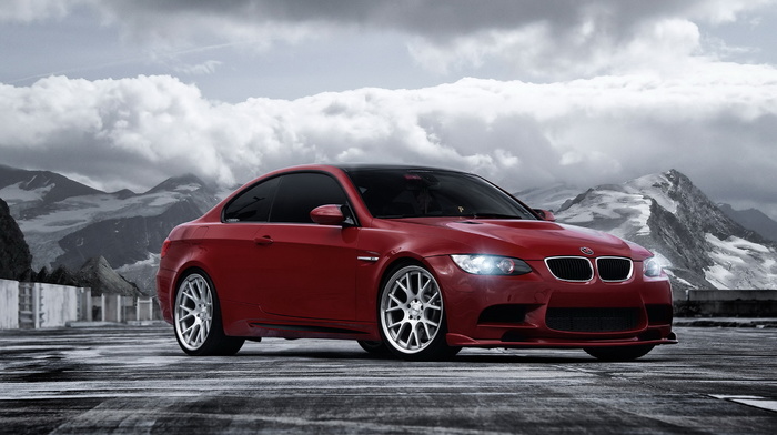 tuning, mountain, cars, BMW, bmw, red, m3, automobile