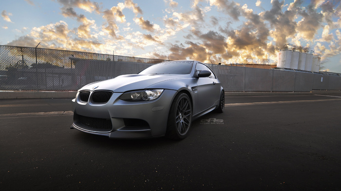 m3, BMW, bmw, cars, gray, clouds, sunset