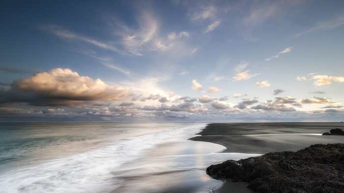 evening, sea, nature, sand