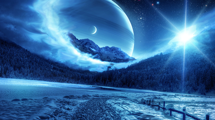 space, forest, planet, winter