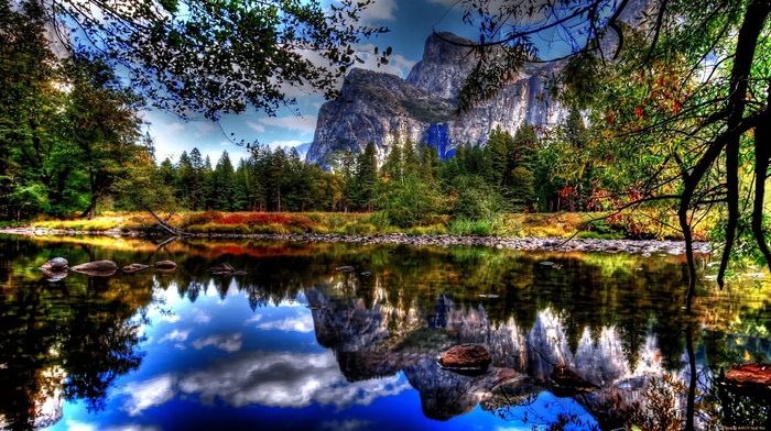 mountain, nature, reflection