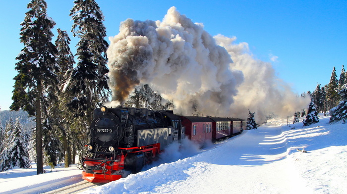 winter, railway