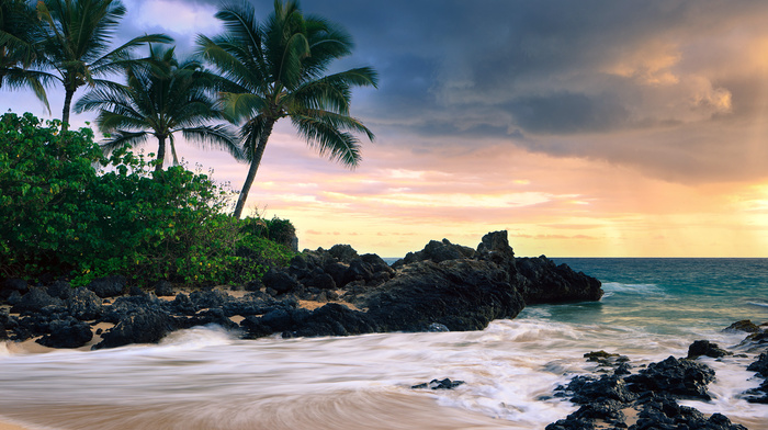 beach, sea, clouds, stunner