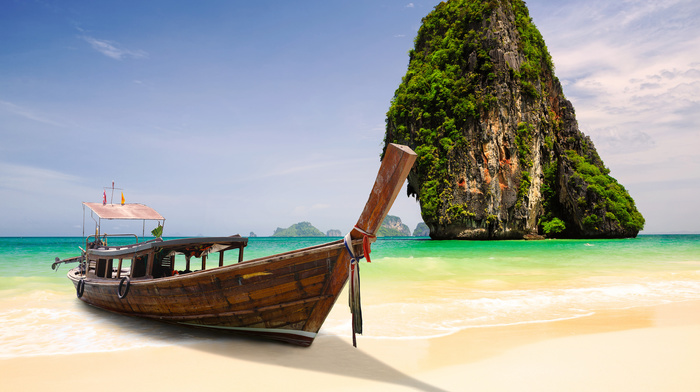 rock, boat, nature