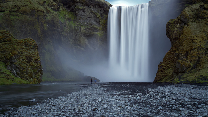 nature, people, waterfall