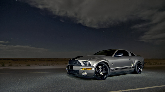 mustang, clouds, Ford, night, sky, cars