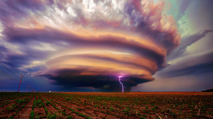 storm, field, nature, USA