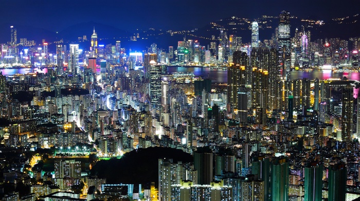 cities, evening, China, city, Asian, light, night