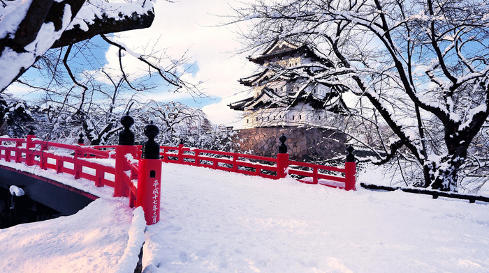 city, snow, winter, Japan
