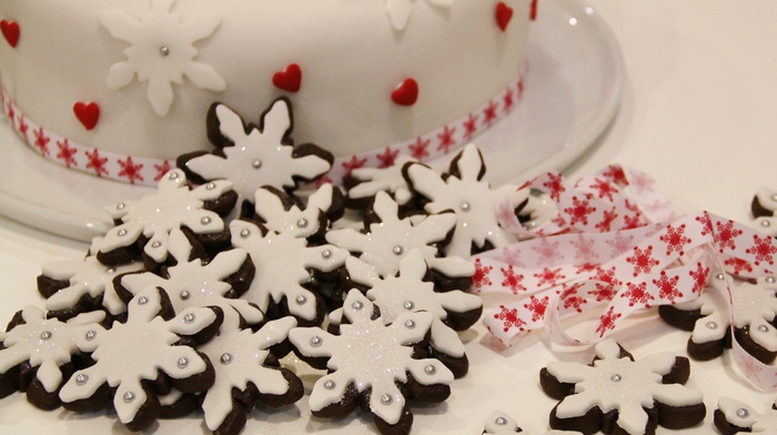 white, delicious, Christmas, food, snowflakes, cookie