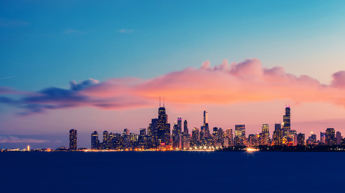 evening, Chicago, USA, cities
