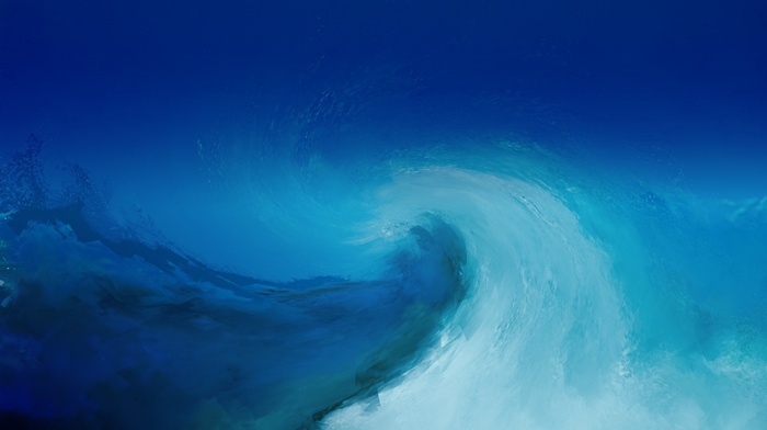 blue, painting, background, wave