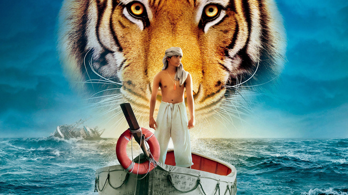 tiger, movies, boat, sea, boy, ship, water