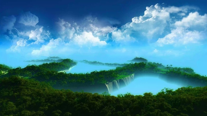 clouds, landscape, nature, mist