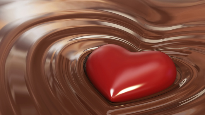 chocolate, love, heart, 3D