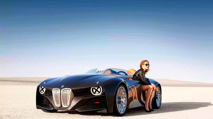 bmw, girl, sky, cars