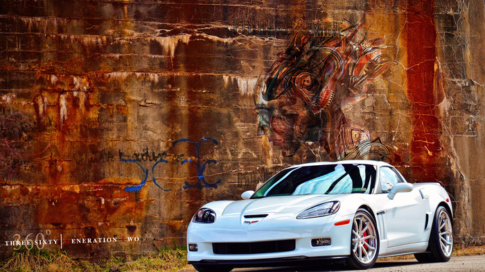 white, rock, cars, road