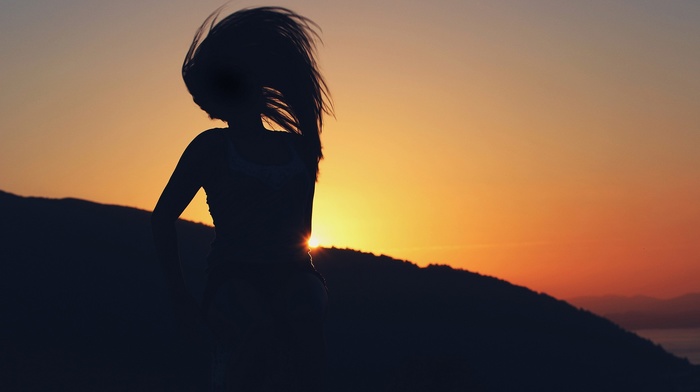 sunset, girl