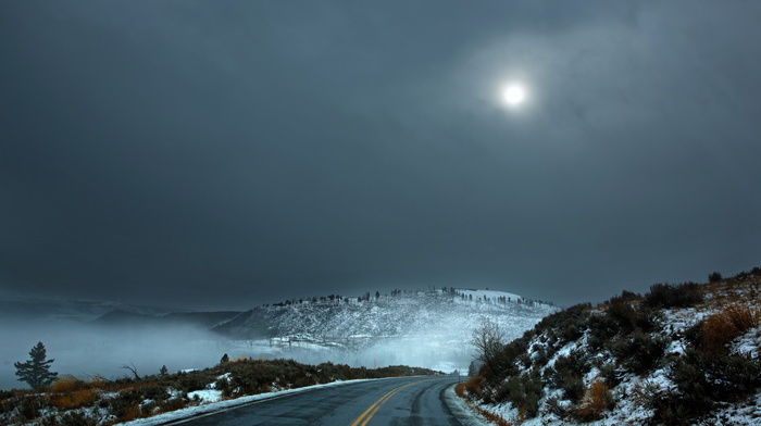 road, nature, night, landscape