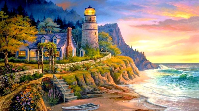 stunner, lighthouse, sea, landscape