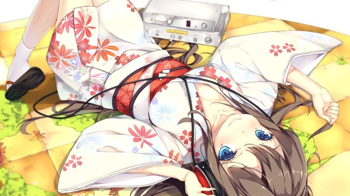 headphones, kimono, anime girls