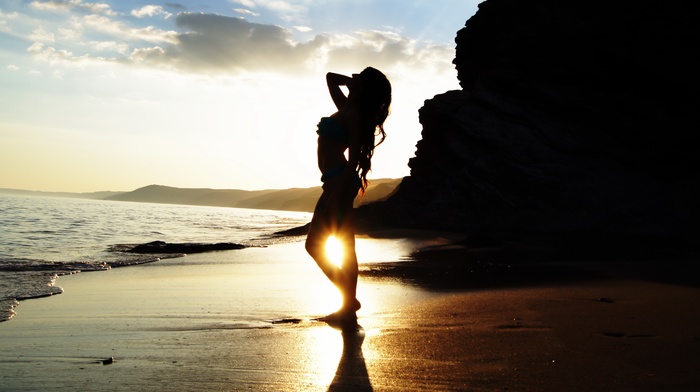 water, girl, sand, beach