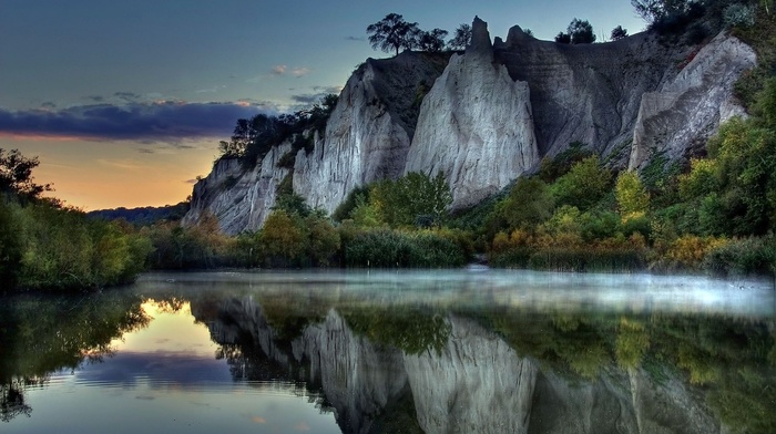 landscape, sunset, nature, lake