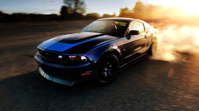 blue, car, Ford Mustang