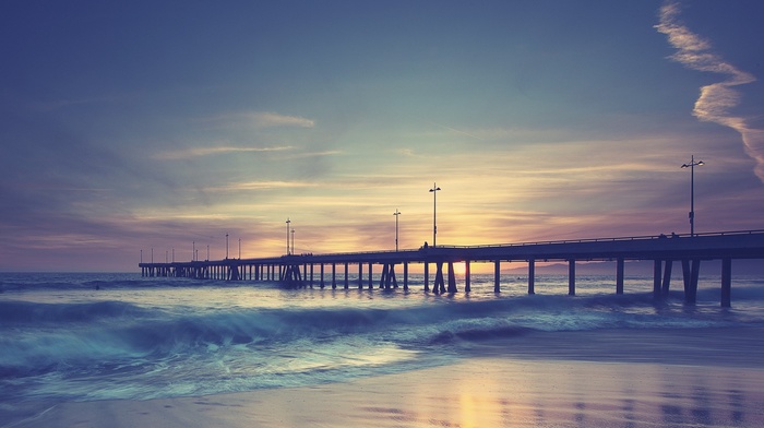sea, sunset