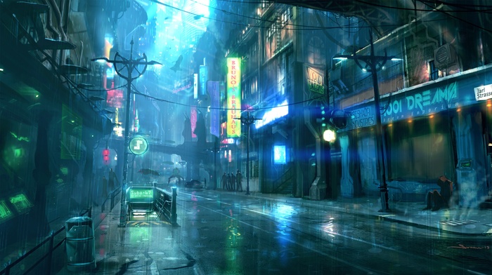 futuristic, rain, Dreamfall Chapters