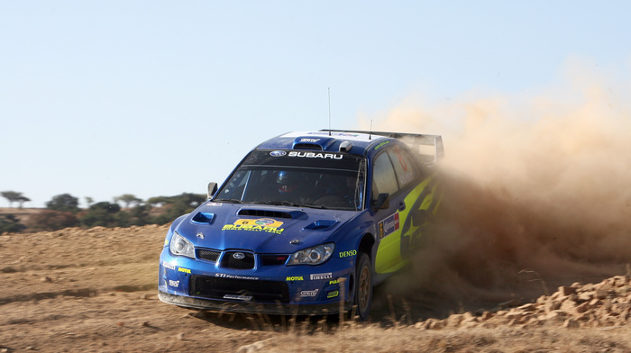 race, speed, Subaru, blue, cars